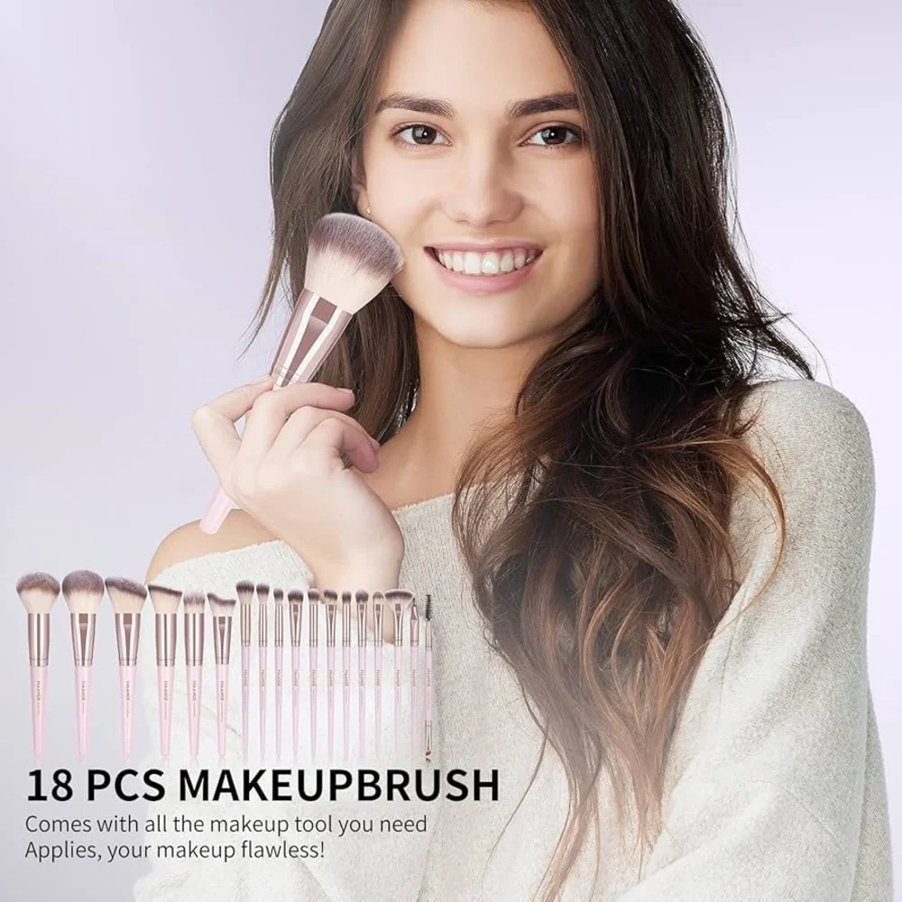Makeup Brushes, 18 Pcs Professional Premium Synthetic Makeup Brush Set with Case